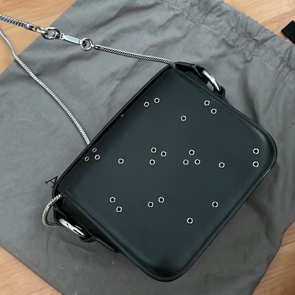 AllSaints Black Leather Crossbody Clutch - Picture 9 of 13